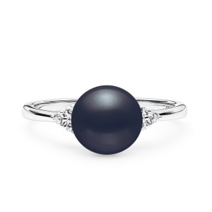 Inel cu perla naturala neagra din argint si cristale DiAmanti SK21367R_B-G (Argint 925‰ 1,55 g.)